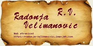 Radonja Velimanović vizit kartica